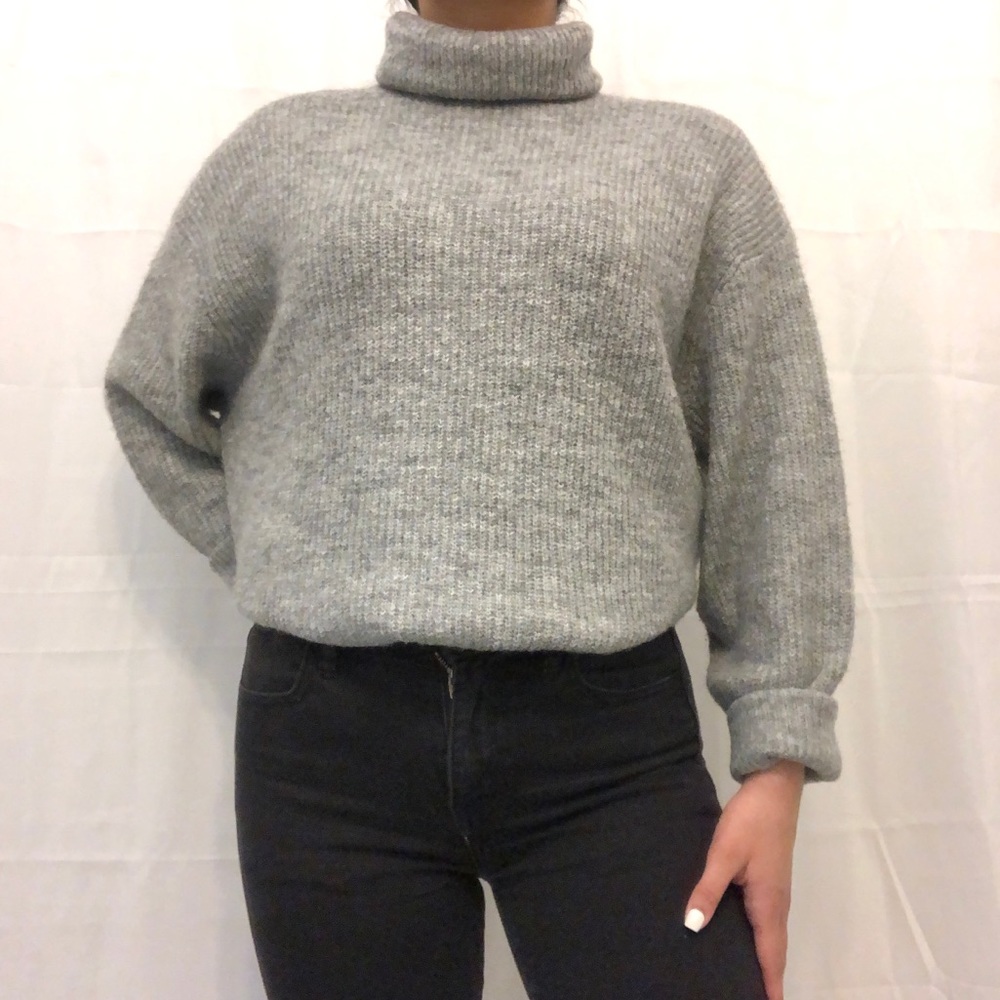 h&m grey knit turtleneck sweater